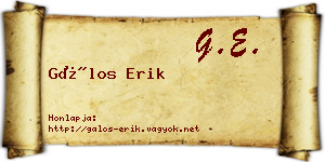 Gálos Erik névjegykártya
